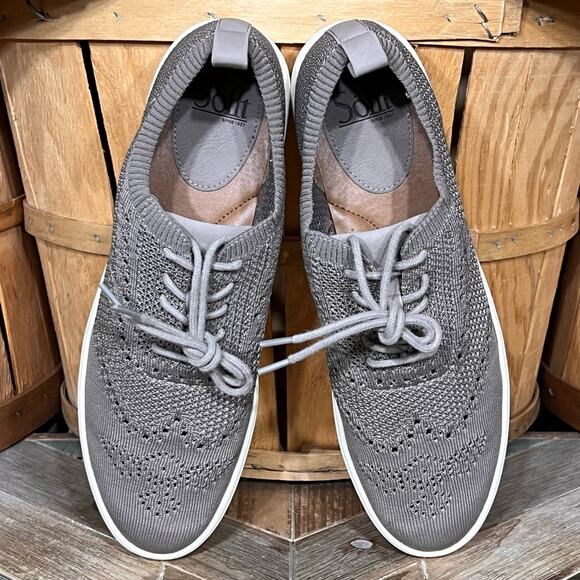 Sofft Shamira Knit Taupe Gray Perforated Brogue Sneakers Shoes Womens Size 10 - Picture 9 of 11